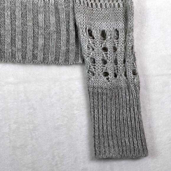 Aeropostale Women's XS Knit Gray Sweater Intricate Open-knit Crochet Design - Picture 8 of 13